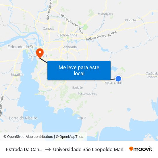 Estrada Da Canita to Universidade São Leopoldo Mandic map