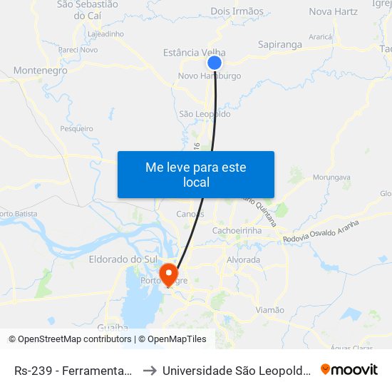 Rs-239 - Ferramentas Gerais to Universidade São Leopoldo Mandic map