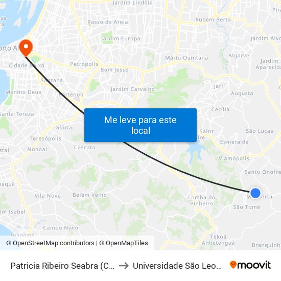 Patricia Ribeiro Seabra (Cond. Correios) to Universidade São Leopoldo Mandic map