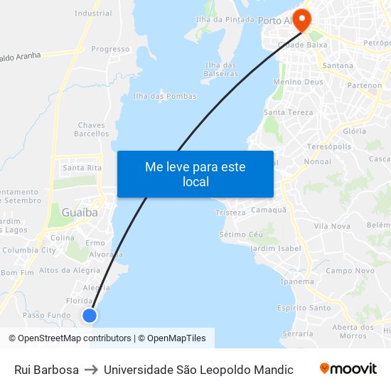 Rui Barbosa to Universidade São Leopoldo Mandic map