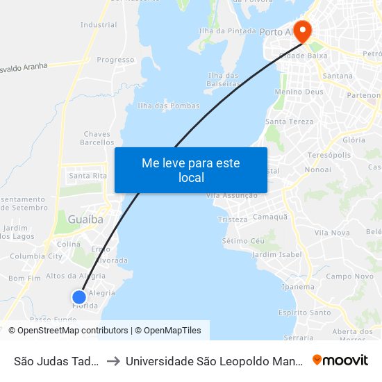 São Judas Tadeu to Universidade São Leopoldo Mandic map