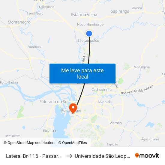 Lateral Br-116 - Passarela Limoeiro to Universidade São Leopoldo Mandic map