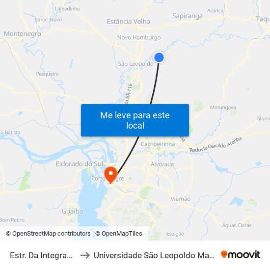 Estr. Da Integração to Universidade São Leopoldo Mandic map