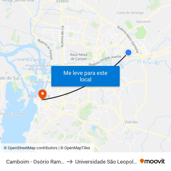 Camboim - Osório Ramos Corrêa to Universidade São Leopoldo Mandic map