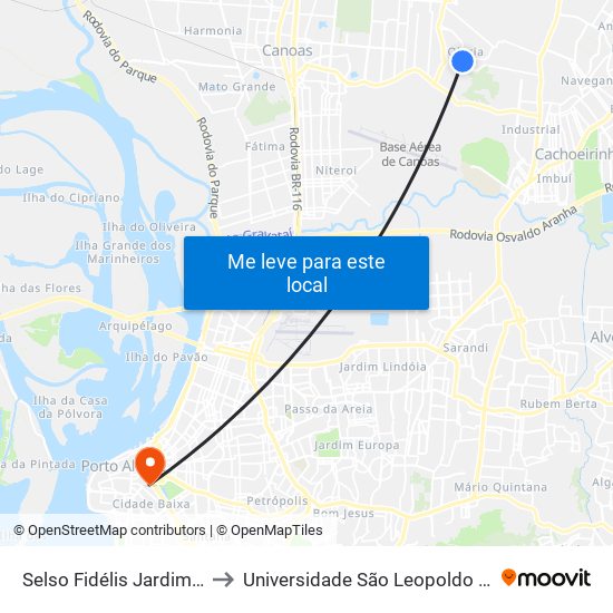 Selso Fidélis Jardim - 531 to Universidade São Leopoldo Mandic map