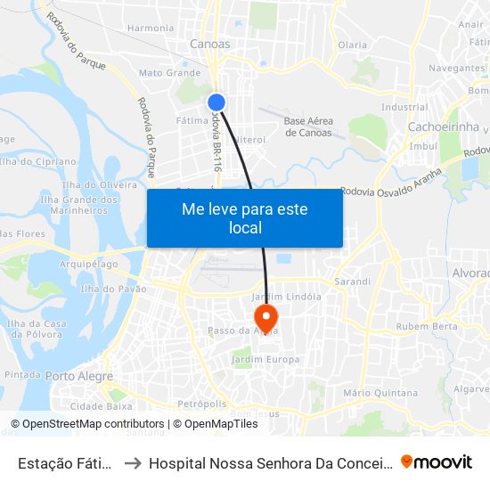 Estação Fátima to Hospital Nossa Senhora Da Conceição map