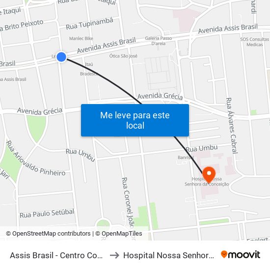 Assis Brasil - Centro Comercial [Centro] to Hospital Nossa Senhora Da Conceição map