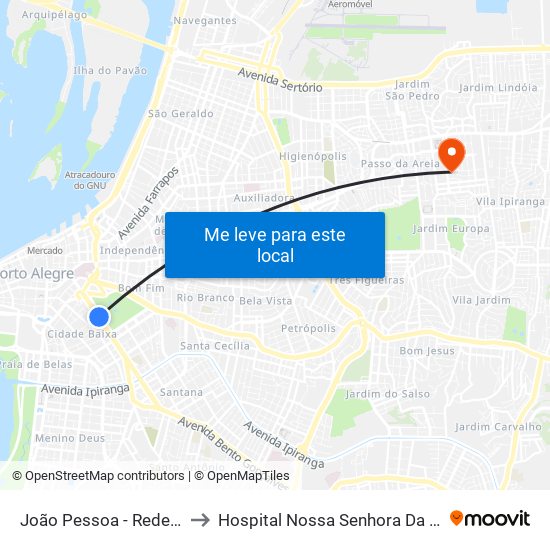 João Pessoa - Redenção Bc to Hospital Nossa Senhora Da Conceição map