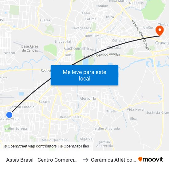 Assis Brasil - Centro Comercial [Centro] to Cerâmica Atlético Clube map