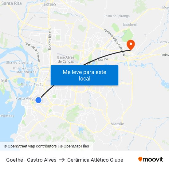 Goethe - Castro Alves to Cerâmica Atlético Clube map