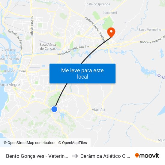 Bento Gonçalves - Veterinária to Cerâmica Atlético Clube map