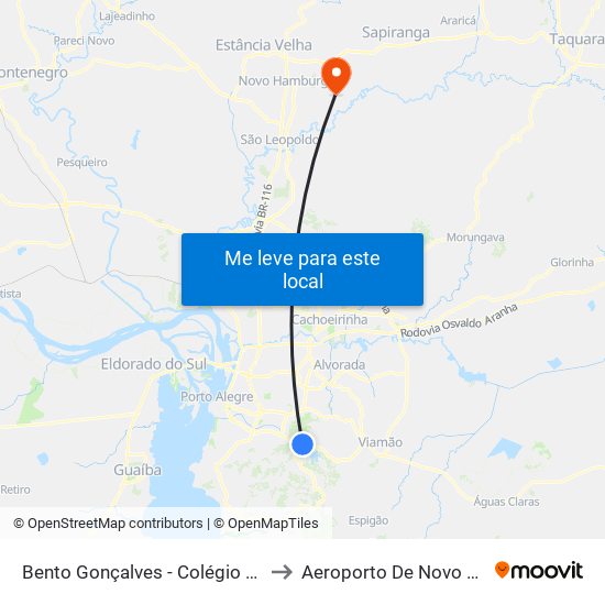 Bento Gonçalves - Colégio De Aplicação to Aeroporto De Novo Hamburgo map