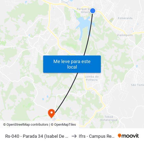 Rs-040 - Parada 34 (Isabel De Espanha) to Ifrs - Campus Restinga map