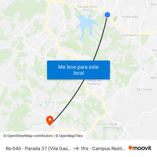 Rs-040 - Parada 37 (Vila Gaúcha) to Ifrs - Campus Restinga map