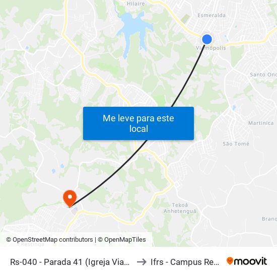 Rs-040 - Parada 41 (Igreja Viamópolis) to Ifrs - Campus Restinga map