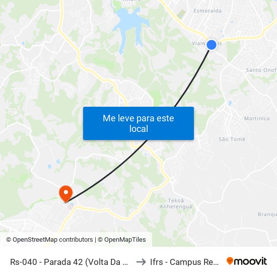 Rs-040 - Parada 42 (Volta Da Figueira) to Ifrs - Campus Restinga map