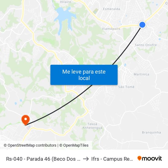 Rs-040 - Parada 46 (Beco Dos Cunhas) to Ifrs - Campus Restinga map