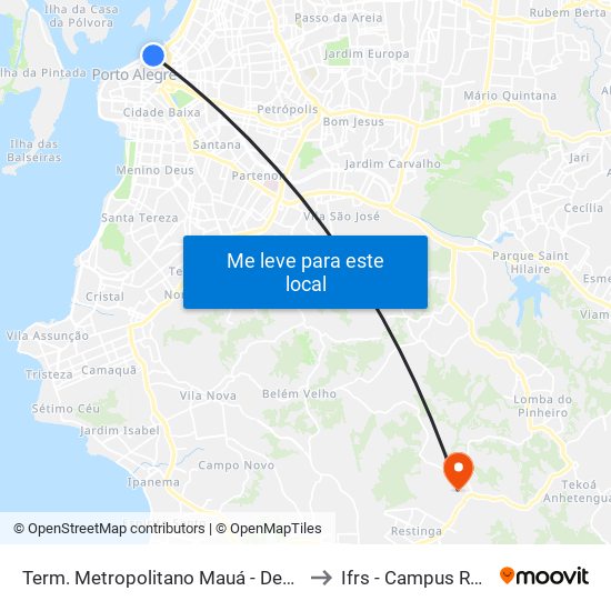 Term. Metropolitano Mauá - Desembarque to Ifrs - Campus Restinga map