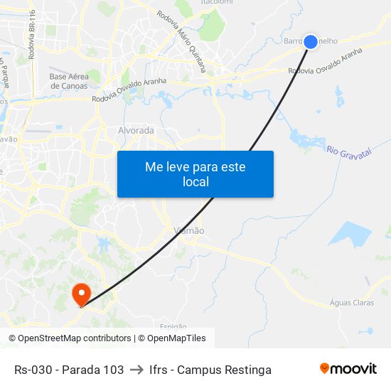 Rs-030 - Parada 103 to Ifrs - Campus Restinga map