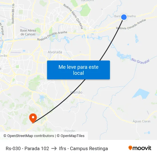 Rs-030 - Parada 102 to Ifrs - Campus Restinga map