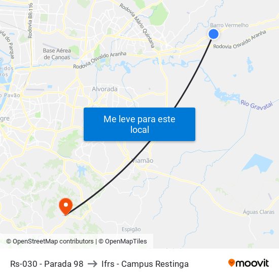 Rs-030 - Parada 98 to Ifrs - Campus Restinga map