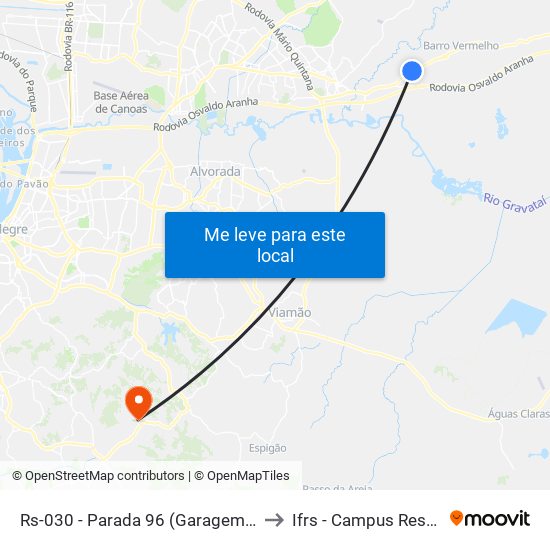 Rs-030 - Parada 96 (Garagem Sogil) to Ifrs - Campus Restinga map