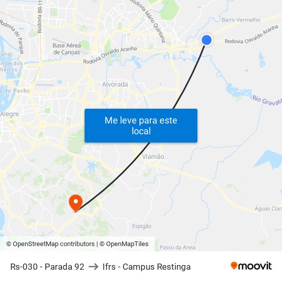 Rs-030 - Parada 92 to Ifrs - Campus Restinga map