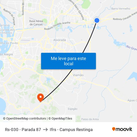 Rs-030 - Parada 87 to Ifrs - Campus Restinga map