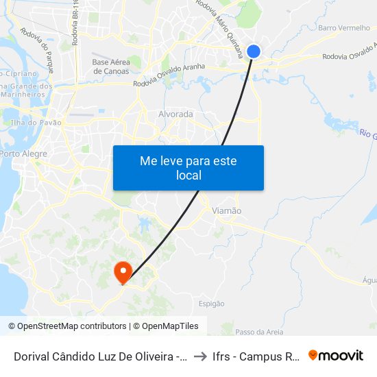 Dorival Cândido Luz De Oliveira - Parada 79a to Ifrs - Campus Restinga map