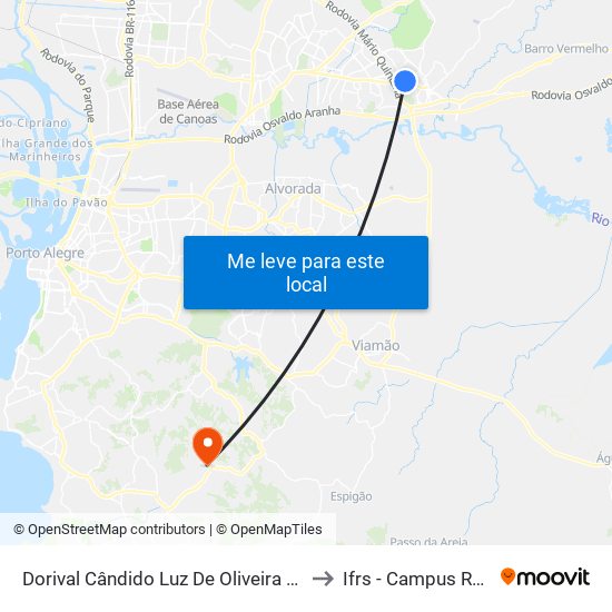 Dorival Cândido Luz De Oliveira - Parada 77 to Ifrs - Campus Restinga map