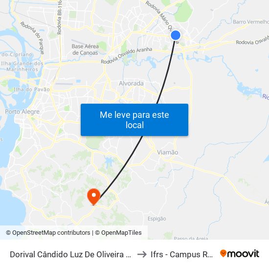 Dorival Cândido Luz De Oliveira - Parada 75 to Ifrs - Campus Restinga map