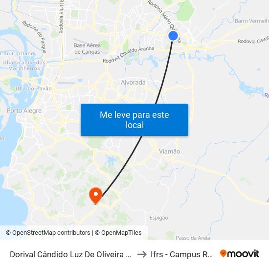 Dorival Cândido Luz De Oliveira - Parada 74 to Ifrs - Campus Restinga map