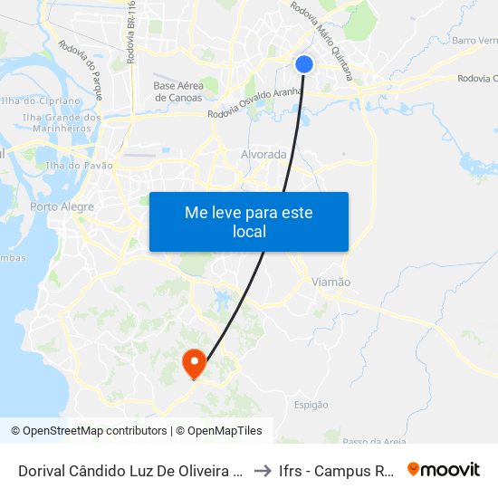 Dorival Cândido Luz De Oliveira - Parada 67 to Ifrs - Campus Restinga map