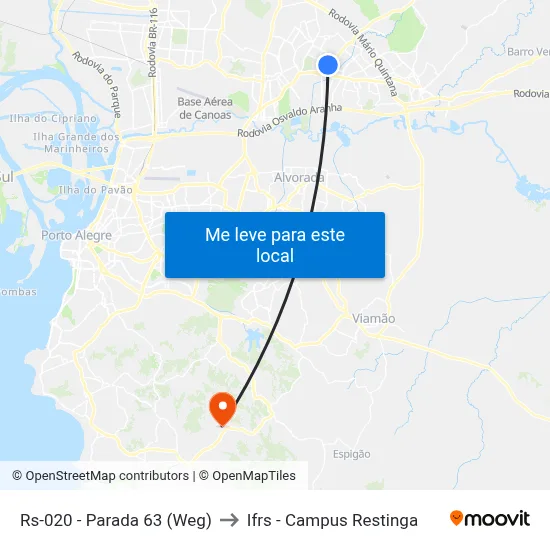 Rs-020 - Parada 63 (Weg) to Ifrs - Campus Restinga map