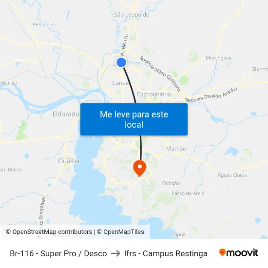 Br-116 - Super Pro / Desco to Ifrs - Campus Restinga map