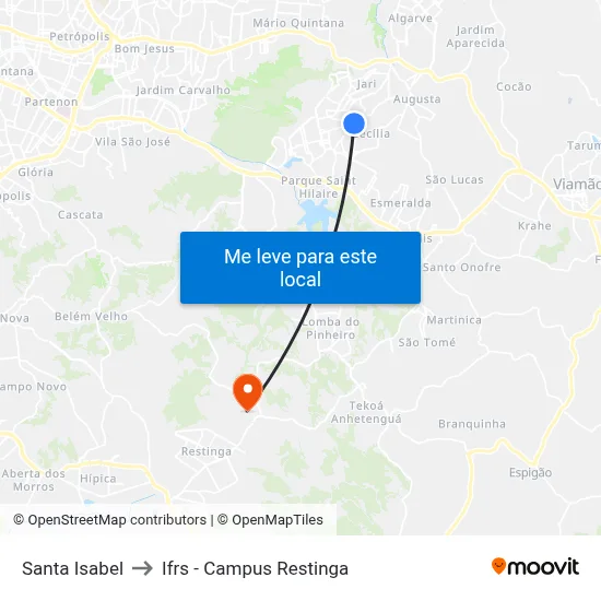 Santa Isabel to Ifrs - Campus Restinga map