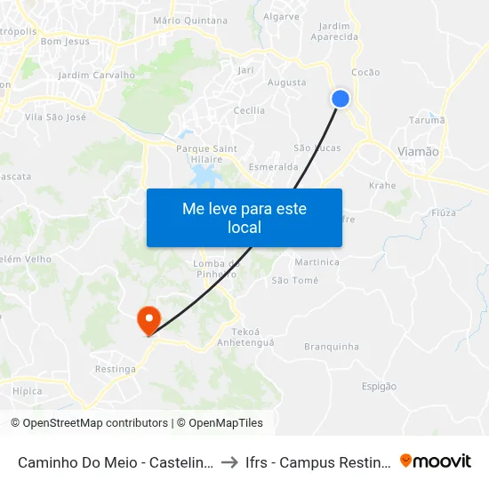 Caminho Do Meio - Castelinho to Ifrs - Campus Restinga map
