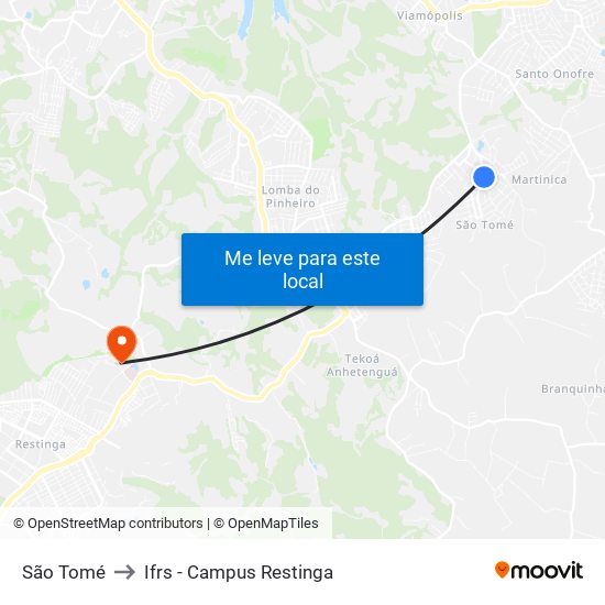 São Tomé to Ifrs - Campus Restinga map