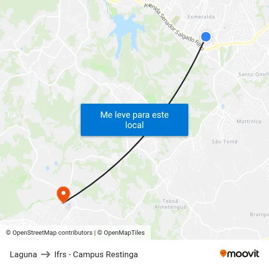 Laguna to Ifrs - Campus Restinga map