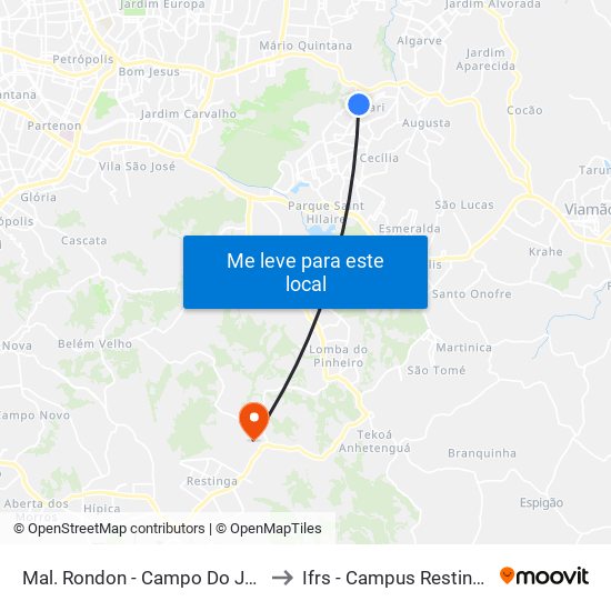 Mal. Rondon - Campo Do Jari to Ifrs - Campus Restinga map