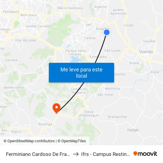 Ferminiano Cardoso De Fraga to Ifrs - Campus Restinga map