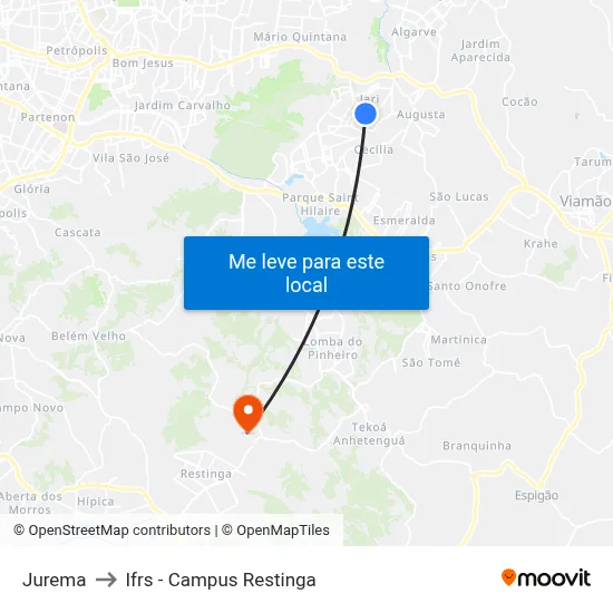 Jurema to Ifrs - Campus Restinga map
