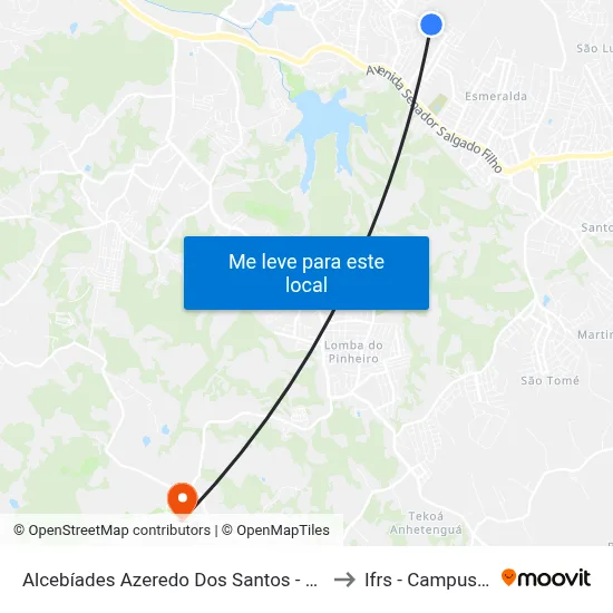 Alcebíades Azeredo Dos Santos - Condomínio Veneza to Ifrs - Campus Restinga map