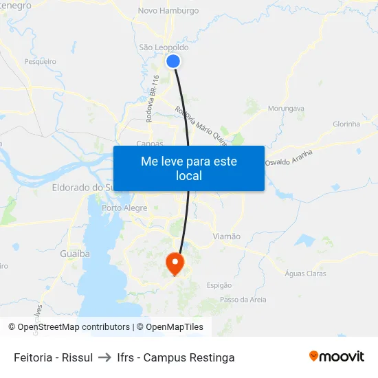 Feitoria - Rissul to Ifrs - Campus Restinga map