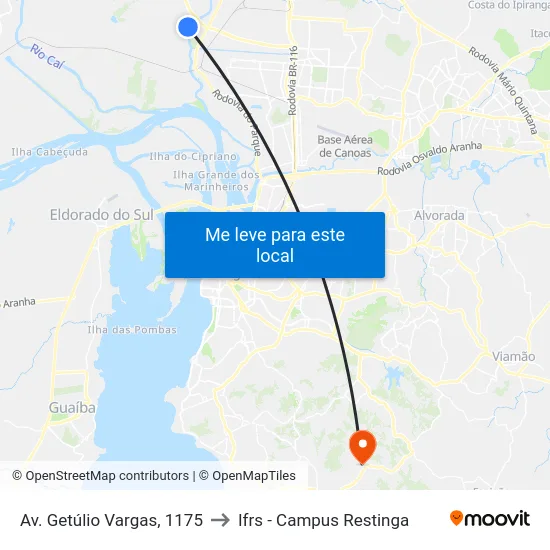 Av. Getúlio Vargas, 1175 to Ifrs - Campus Restinga map