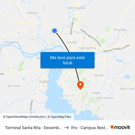 Terminal Santa Rita - Desembarque to Ifrs - Campus Restinga map