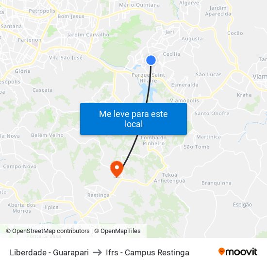 Liberdade - Guarapari to Ifrs - Campus Restinga map