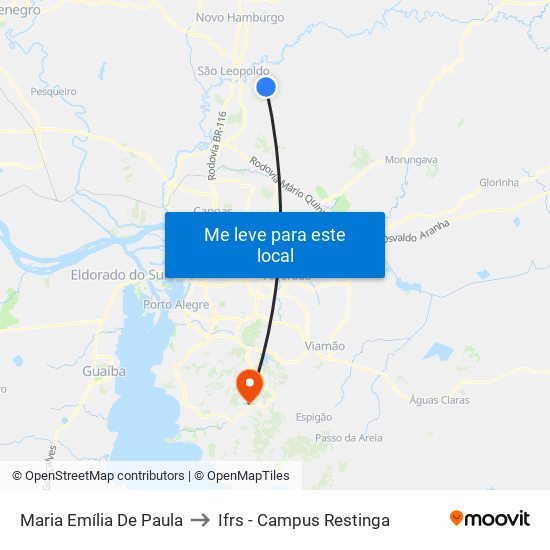 Maria Emília De Paula to Ifrs - Campus Restinga map
