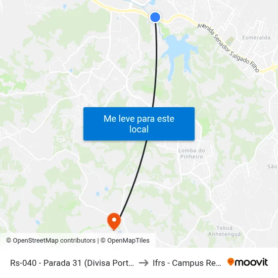 Rs-040 - Parada 31 (Divisa Porto Alegre) to Ifrs - Campus Restinga map