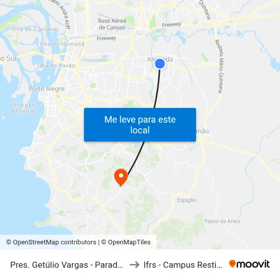 Pres. Getúlio Vargas - Parada 48 to Ifrs - Campus Restinga map